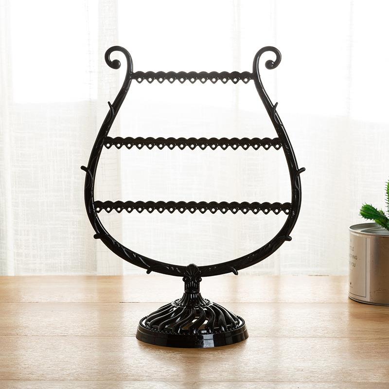 24/44/66 otwory stojak biżuteria Organizer do ekspozycji kolczyki wisiorki bransoletki stojak na biżuterię z drewnianą podstawą kolczyki stojak do przechowywania: C-Black