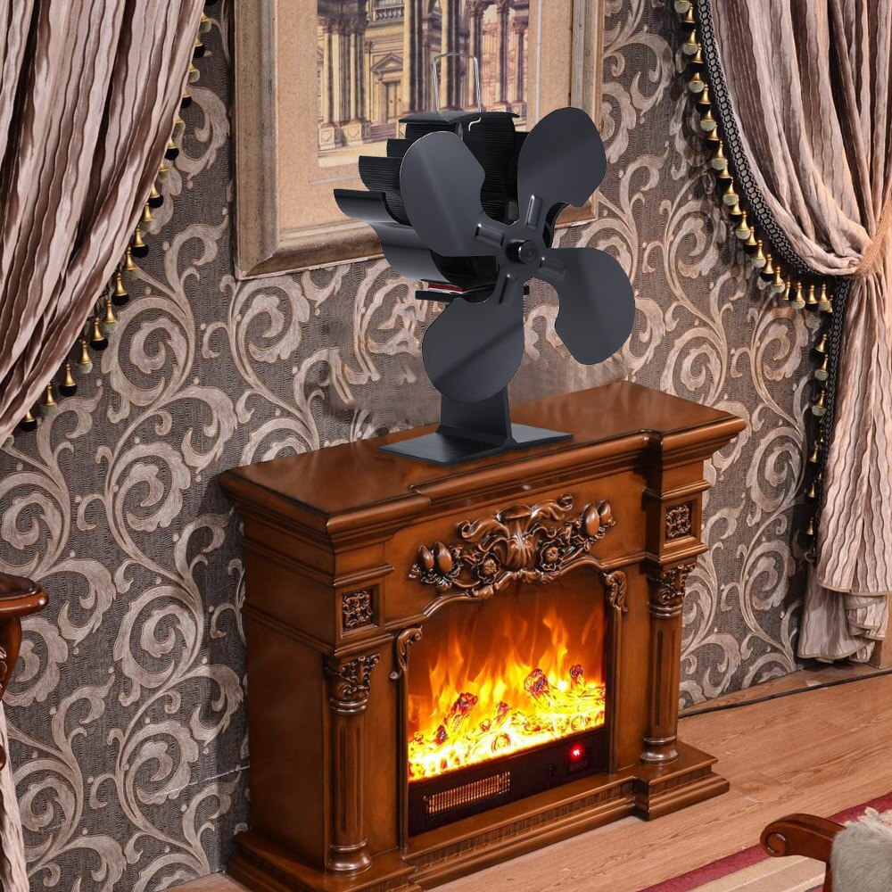 4 Blades Home Fireplace Fan Heat Powered Eco-Friendly Efficient Heat Distribution Fireplace Fans for Wood Burning Log Burner