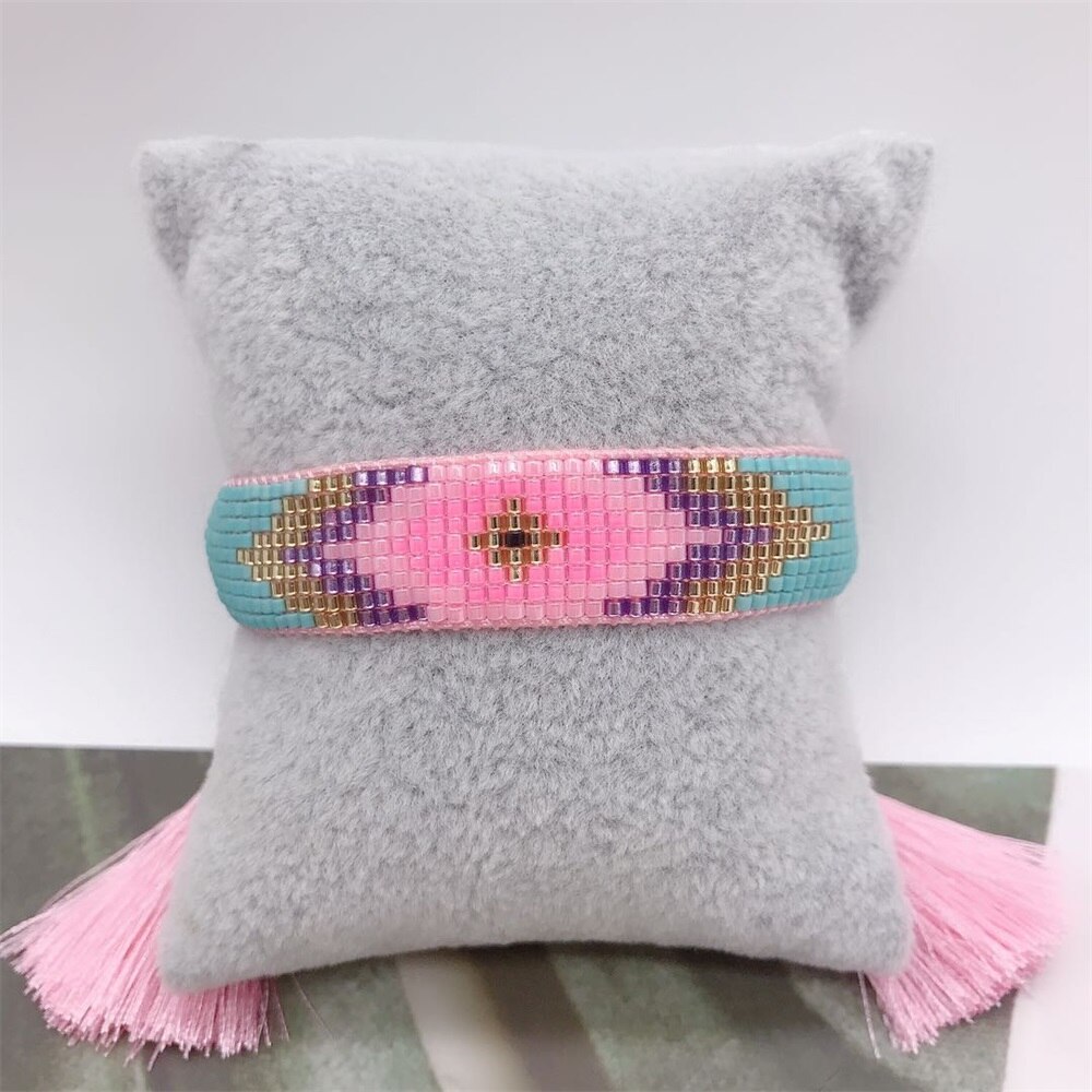 ZHONGVI MIYUKI Bracelet Women Evil Eye Pulseras Mujer Moda Bohemia Jewelry Turkish Pink Eyes Handmade Armband