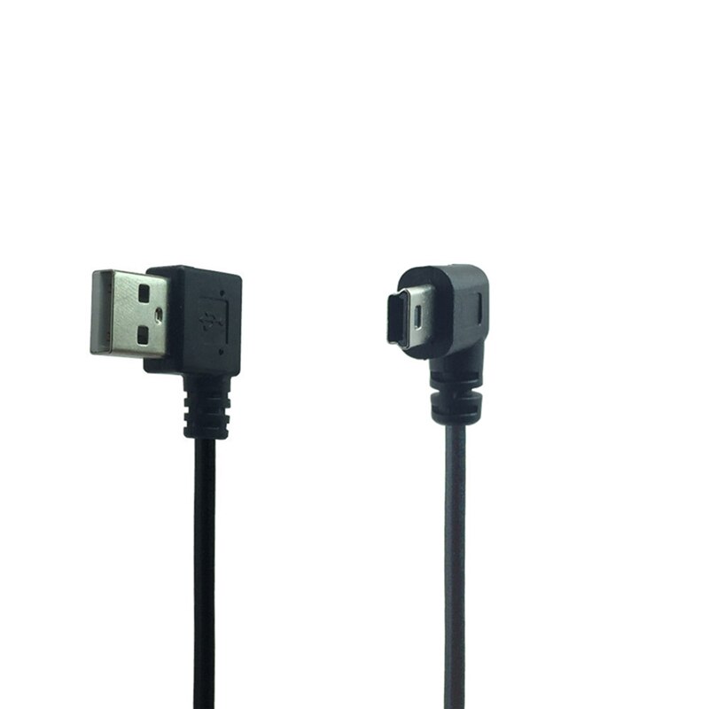 Short 0.2m Mini USB 5-Pin To USB-A Right Angle Cable - Left Angle Male Connector