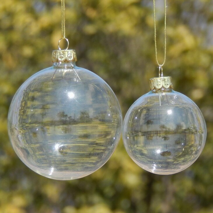 8 stk 6/8/10cm glas julekugle gennemsigtigt glas globus juledagsdekoration forskellig diameter til valg