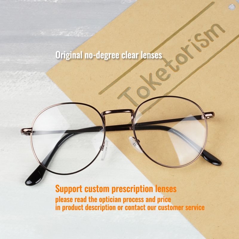 Toketorism metal frame round glasses for women men prescription eyeglasses