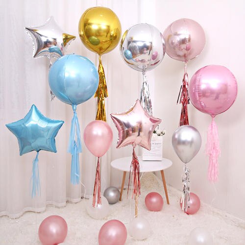 Globos metalizados redondos 4D dorados de 32 pulgadas, globos metalizados de helio, espejo metálico, suministros para Decoraciones de de cumpleaños y bodas, 1 Uds.