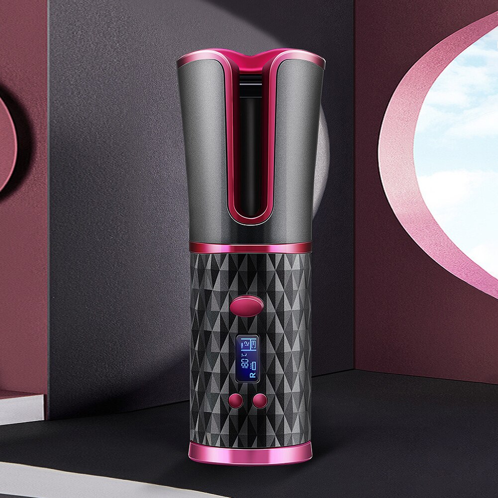 USB Rechargeable LED Display Curling Styler Cordless Auto Rotating Hair Curler Dryer Curly Salon DIY Hair Styling Tool