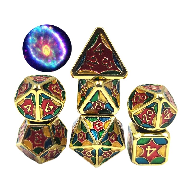 7 st / set legerat metall polyhedral tärningar  d20 d12 d10 d8 d6 d4 för dnd rpg mtg tabl  m68d