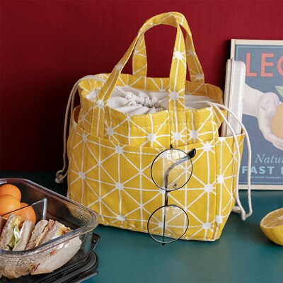 Casual Draagbare Lunch Tas Dots Geïsoleerde Canvas Thermische Voedsel Picknick Lunch Tassen Voor Vrouwen Kids Cooler Lunchbox Tas Tote: 7