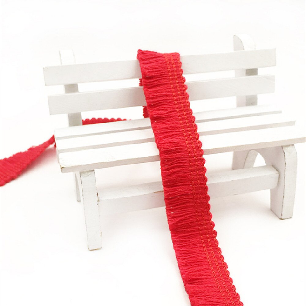 YACKALASI 50 Yds/Lot Short Fringe Tassel 100% Cotton Trimming Hanging Fringe For Curtain Dance Dress Appliques Trims 1.5cm Wide: Red
