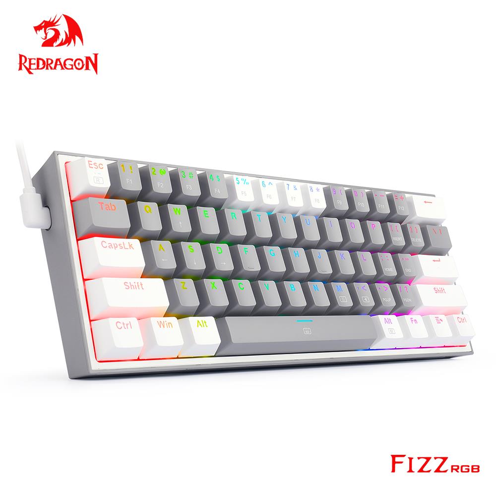 REDRAGON Fizz K617 RGB – Mini clavier de jeu mécanique USB, avec interrupteur rouge, 61 touches, câble filaire détachable, portable pour les voyages