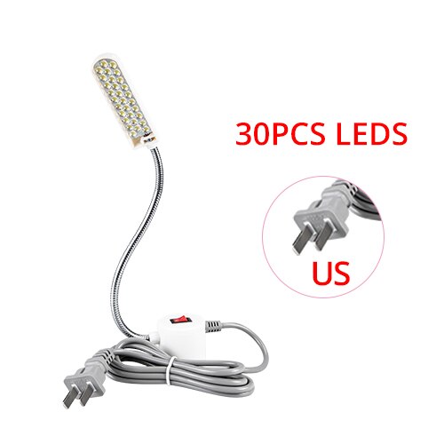 1-3W Industrial Sewing Machine LED Light 10 19 30 LEDs Magnetic Clothing Machine Mounting Base Lamp US EU Plug Work Light: 30 LEDs US