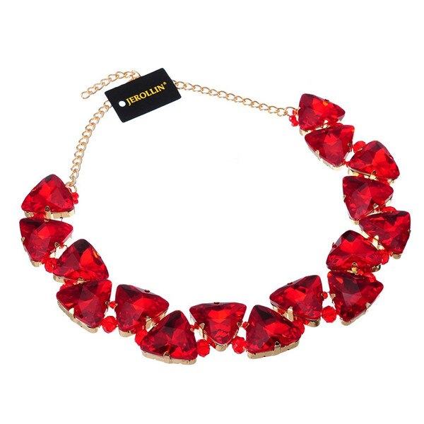 Jerollin Jewelry Gold Chain 7 Colors Triangular Glasses Chunky Choker Statement Bib Necklace for Women Party Jewelry: N0012136