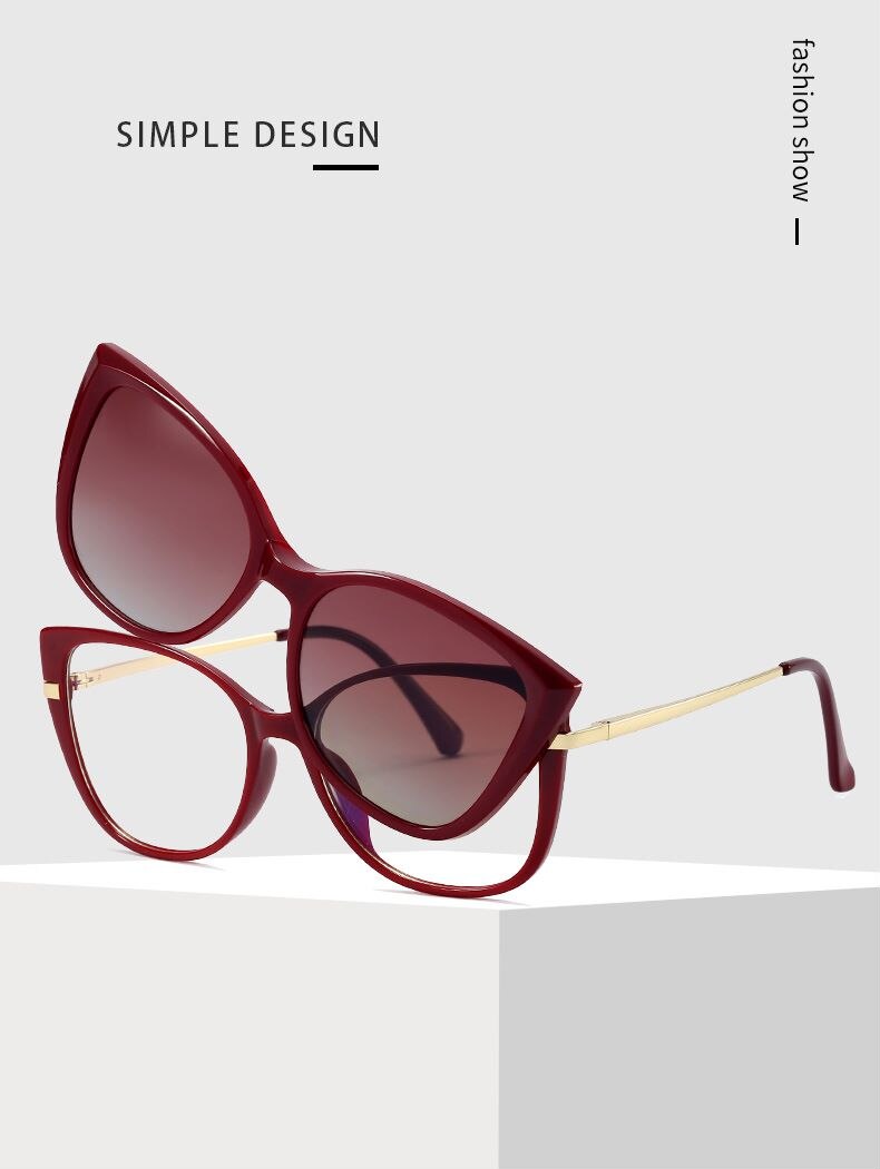 Optical Spectacle Frame Women Magnetic Clip On Sunglasses Polarized Glasses frame For female Myopia Eyeglasses