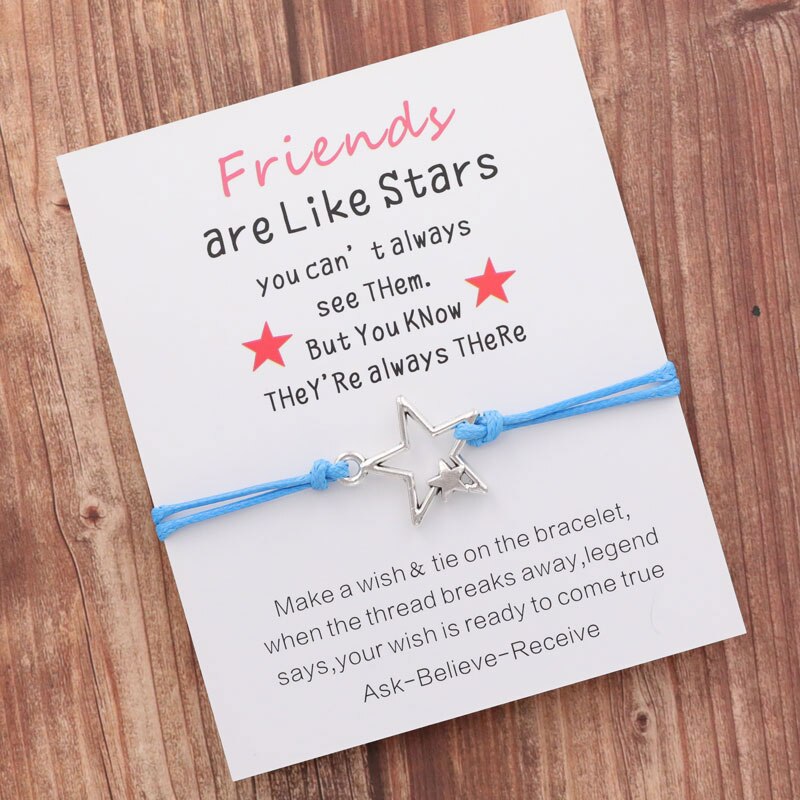 Pulseras de la amistad con de estrellas para hombre y mujer, pulseras de cuerda hechas a mano con abalorios, con de mejores amigos, chicas y adolescentes, de joyería