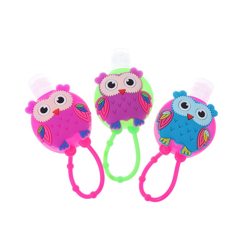 1PC Cartoon Owl Silicone Bath Body Hand Sanitizer Bottle Antibacterial Holder 30ML