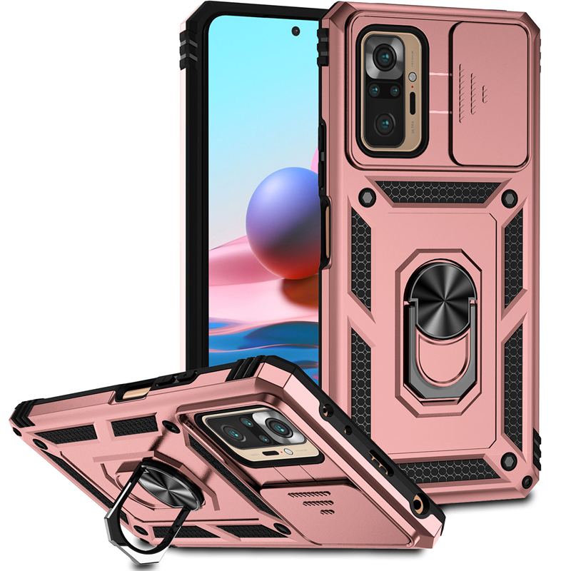 Voor Xiaomi Redmi Note 10 Pro Case Cover Redmi Note 10 Pro Capa Slide Camera Lens Schokbestendige Ring Houder Fundas Redmi Note 10 Pro: Rose