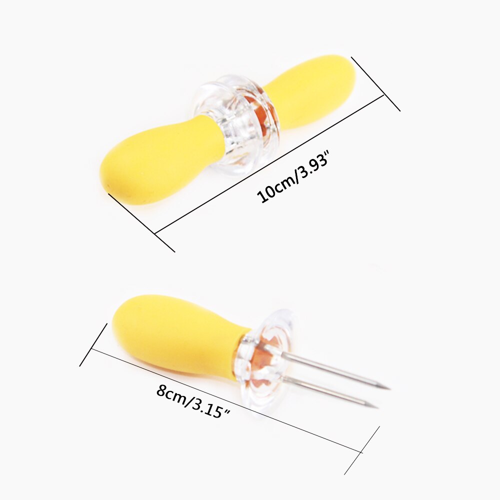 4 Pairs Cute Barbecue Corn Holder Set BBQ Grill Skewers Stainless Steel Corn Fork