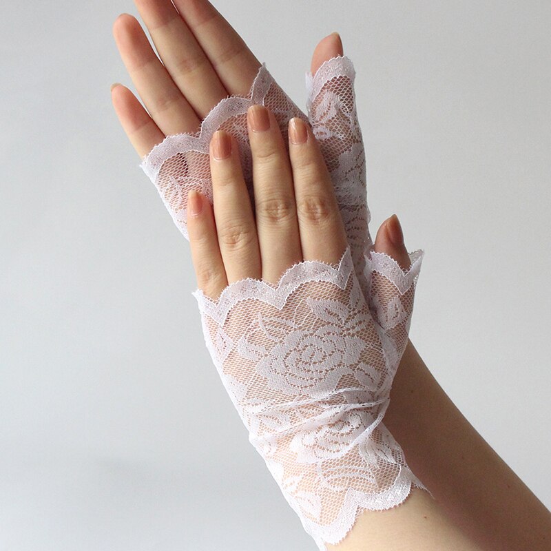 Best Sailor Dance Long Fingerless Womens Sexy Lace Gloves Ladies Half Finger Fishnet Gloves Heated Mesh Mitten Handschoenen