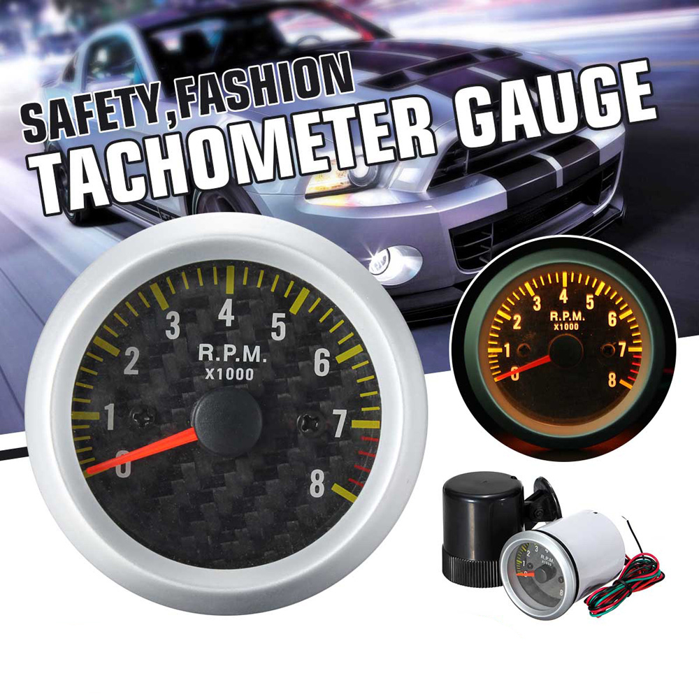 Auto Styling 2 52mm Tachometer Gauge 0-8000 RPM For 4 6 8 Cylinder Engines 12V Vehicle Accessory with Installation Instructions