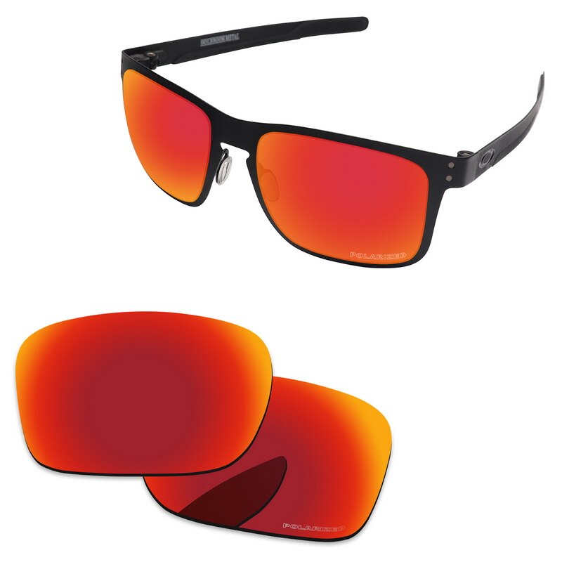 Alphax Polycarbonat POLARISIERTE Ersatz Linsen für-Oakley Holbrook Metall Sonnenbrille OO4123-Mehrere Optionen: Feuer rot