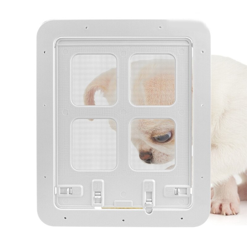 Écran carré Pet Fenêtre Porte Accès Contrôlable Chatière Porte Moustiquaire 4 Voies Verrouillage Écran Porte pour Chats: 8FP200308-W
