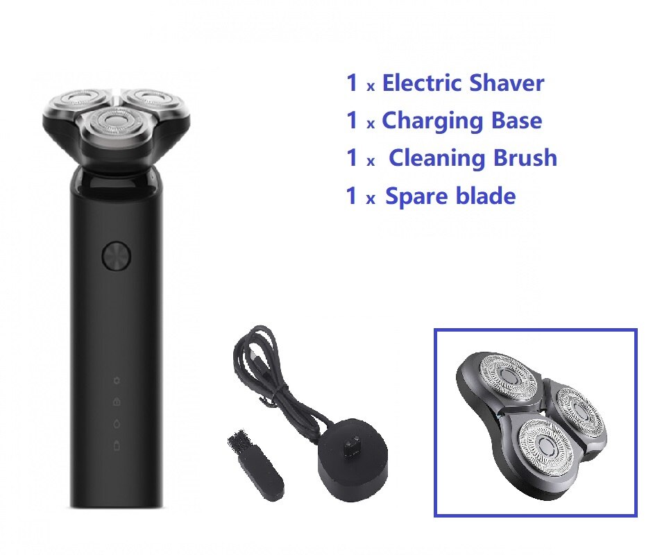 Máquina de afeitar eléctrica Xiaomi Mijia, máquina de afeitar para hombres, lavable, recargable, inalámbrica, con cabezal 3D, Control inteligente, secado, afeitado, barba: add spare blade