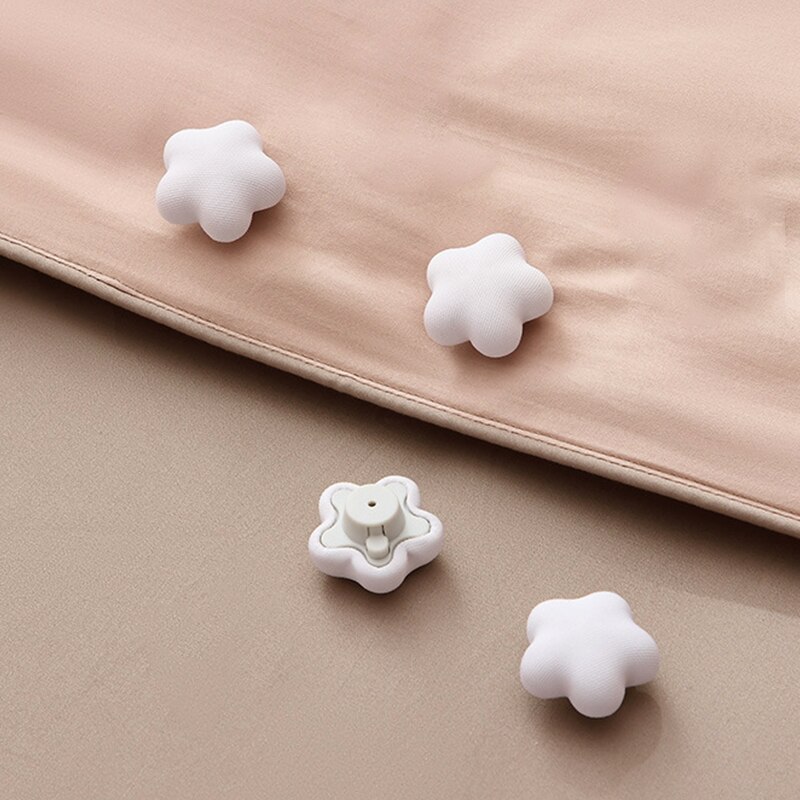 4PCS Quilt Holder Clips for bed sheet Cotton Non-slip Mushroom Quilt Blanket Clip Blankets Cover fixing Clip Heart-shaped: White plum