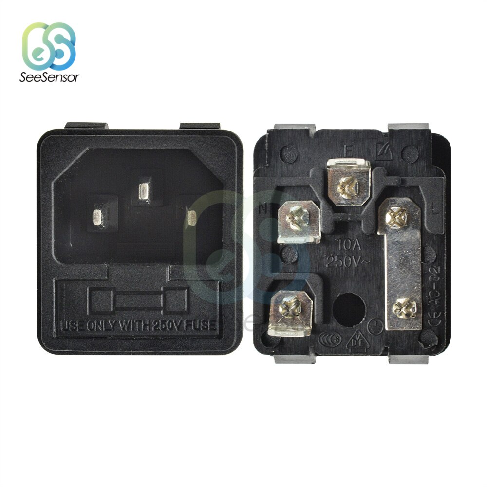 10A 250VAC 3 Pin AC-02 conector de entrada de AC-03 enchufe de alimentación portafusibles conector macho