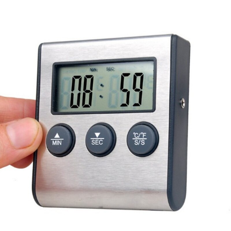 Thermo pro  tp16 digital bbq kødtermometer grillovn termomet med timer & rustfrit stål sonde madlavning køkken termometer