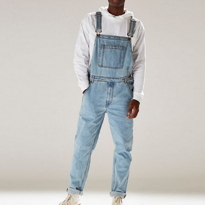 Monos vaqueros para hombre, de otoño, pantalones con tirantes, monos vaqueros para hombre, S-3XL desgastados de gran tamaño, 2022