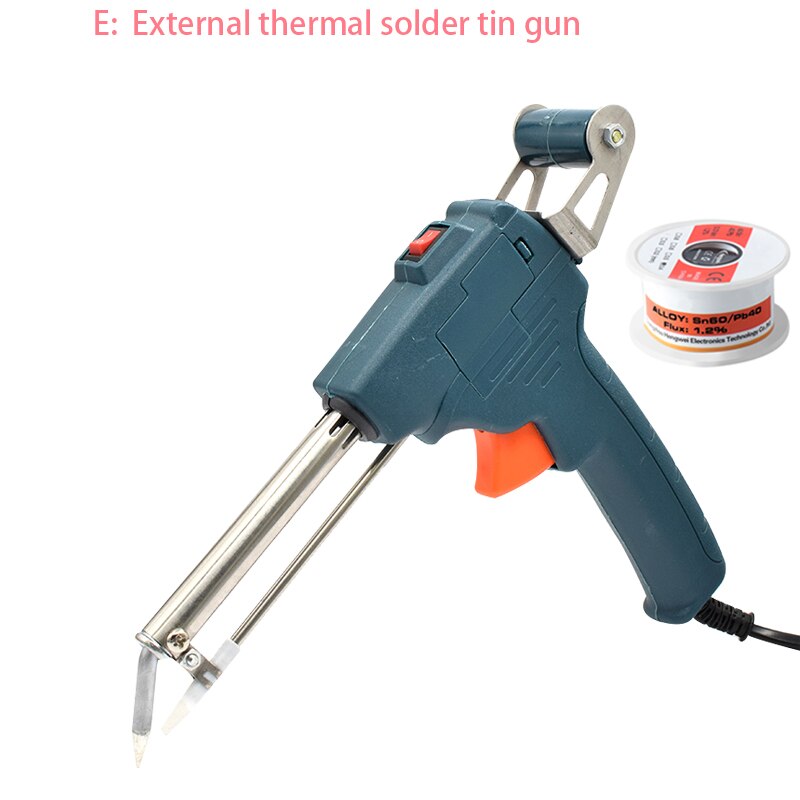 60W 110V/220V US/EU Hand-held Internal Heating Soldering Iron Automatically Send Tin Gun Soldering Welding Repair Tool: Blue / EU