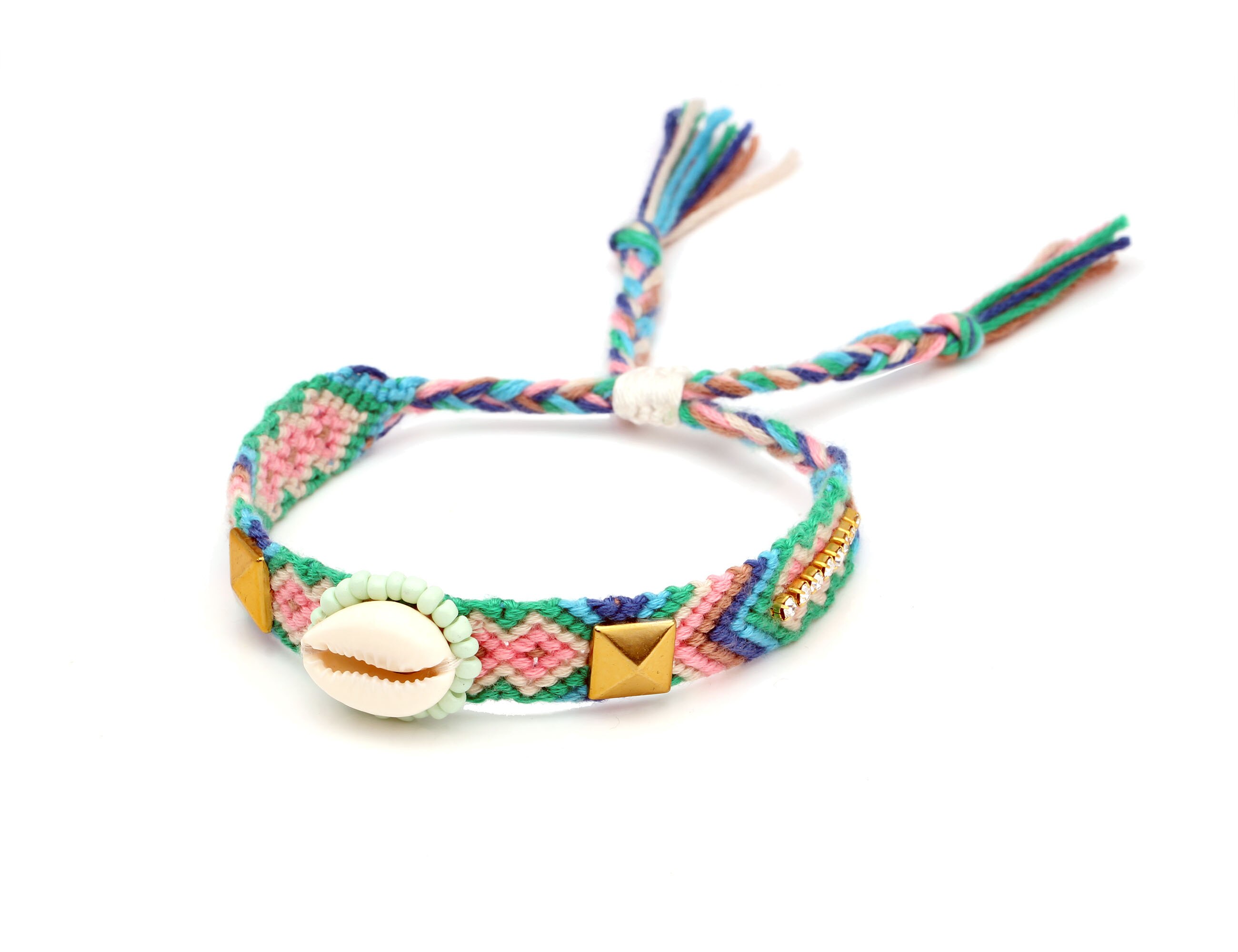 Boho Natur Weiß Kauri Muschel Licht Blau Glasperlen Gewebt Freundschaft Armbinde Frauen Männer Klaue Hammer Grün Rosa Schmuck