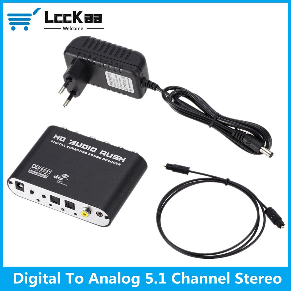 Lcckaa 5.1 Ch Audio Decoder Spdif Coaxiale Rca Dts AC3 Optische Digitale Versterker Analoge Converte Versterker Hd Audio Rush