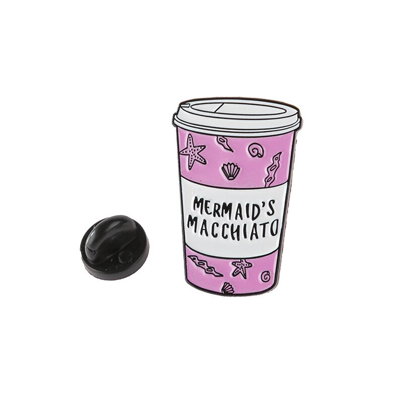 Koffie Melk Emaille Pin Prinses Badge Heks Brouwen Revers Pin Jeans Shirt Broches Rugzak Koffie Liefhebbers Cartoon Sieraden: 1 Mermaid macchiato