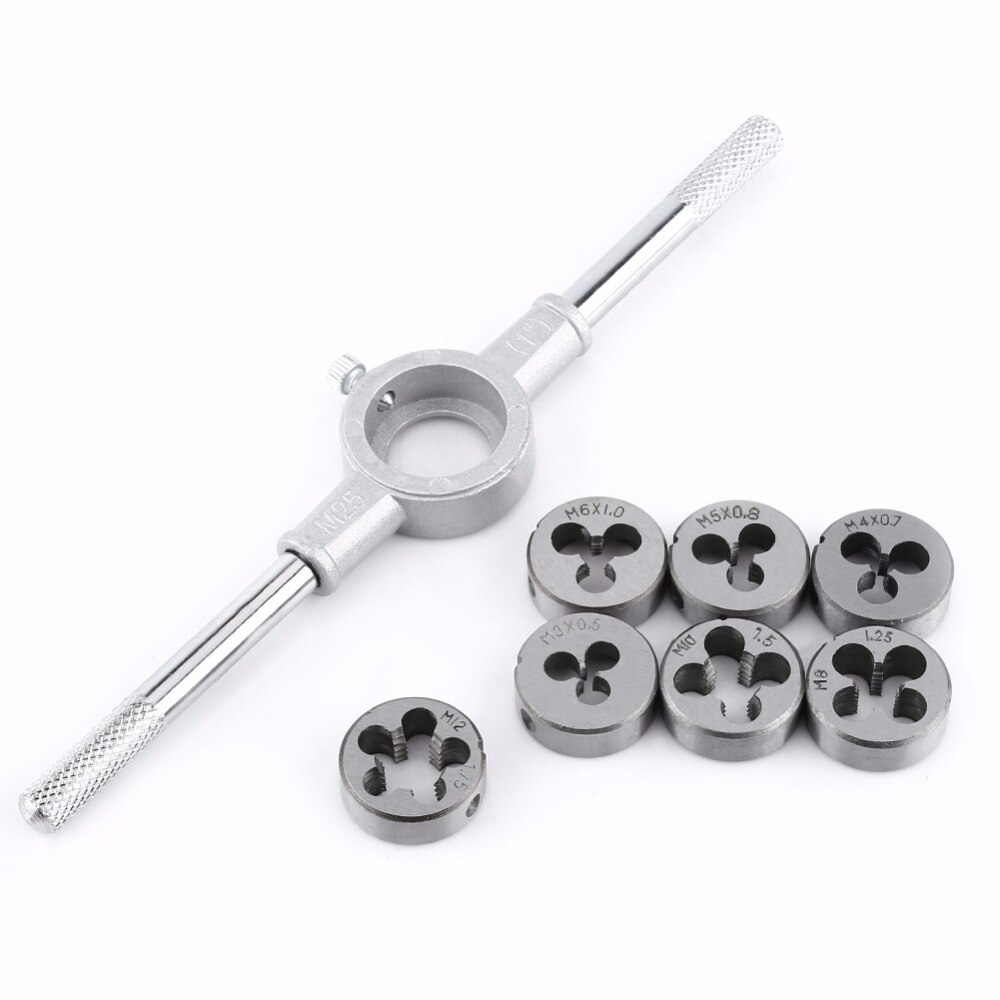 8PCS/Set Screw Die & Wrench Spanner External Thread Processing Tapping Hand Tool Kit Die Wrench Kit