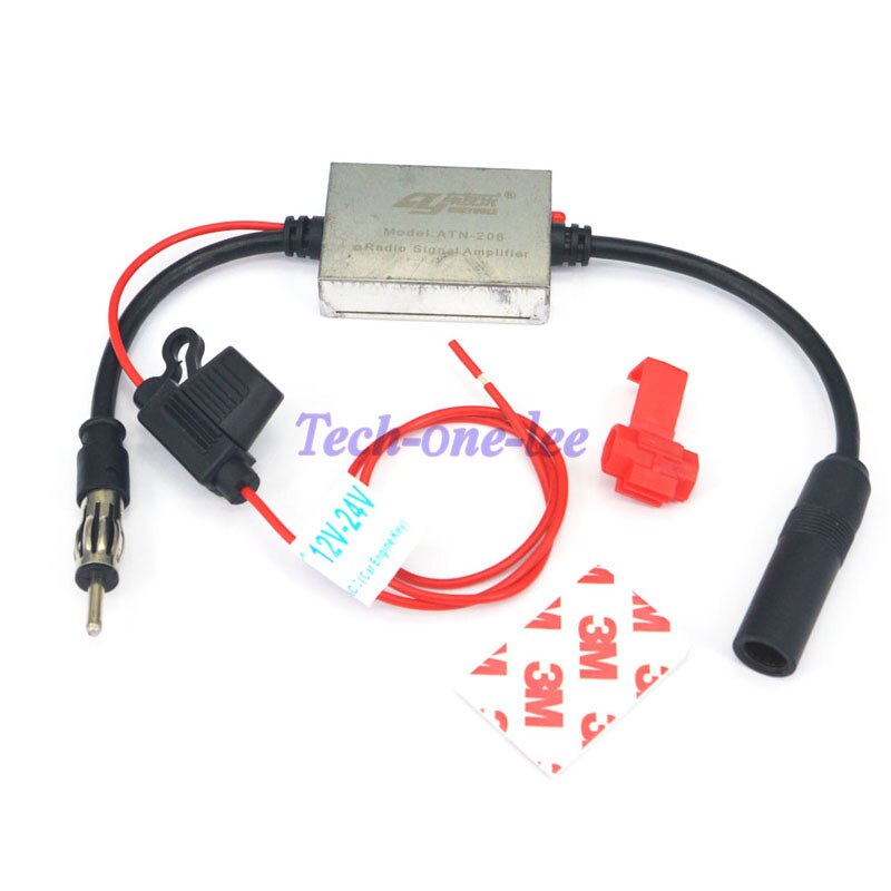 12 V-24 V con sistema de alimentación amplificador de señal FM 88-108 Mhz coche FM Radio antena Radio amplificador Booster