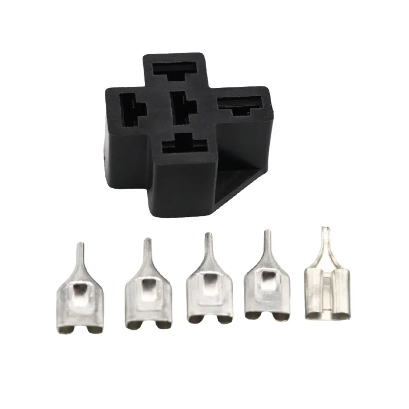 10pcs Automotive Relay Sockets 5 Pin PCB Mount Car Relay Connector Auto Relay Holder 6.3mm terminal