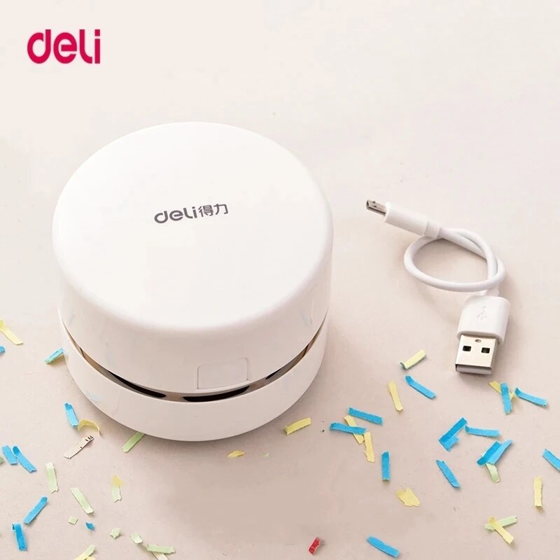 Deli 18880 Desk Set Portable Desktop Cleaner Mini Desk Vacuum Cleaner for School Classroom School Office Supplies