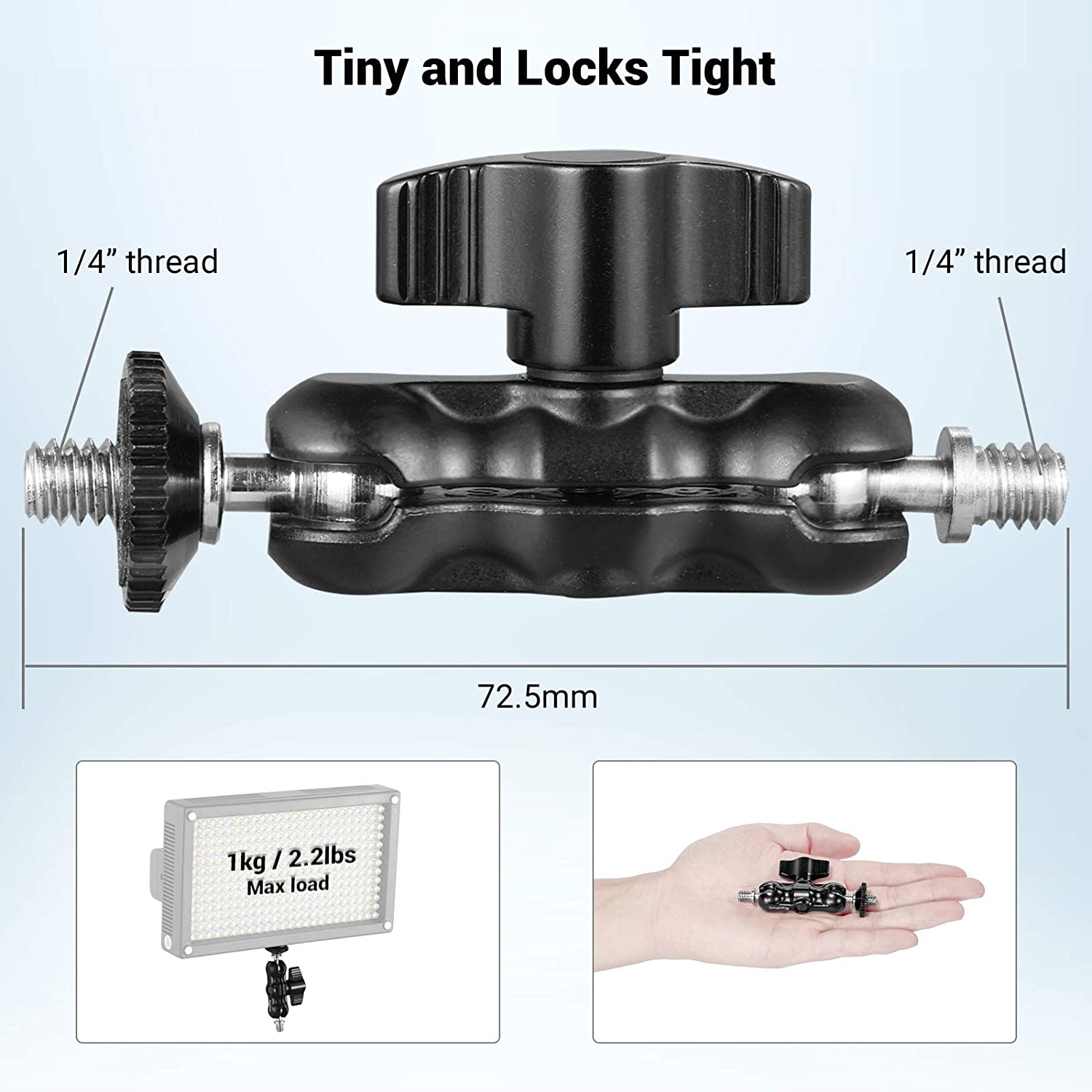 Smallrig universal magic arms com pequeno ballhead (pacote de 2 pces) para gaiola de câmera/placa superior/alça superior/monitor/luz de vídeo-2158