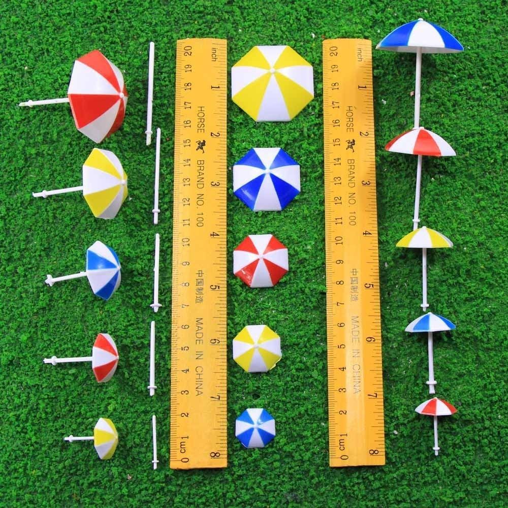 24 stücke Modell Zug Eisenbahn Sonnenschirm Sonnenschirm 1:50-1:200 O OO TT N Z Skala Garten Meer Strand TYS11 Kunststoff Modell Regenschirm