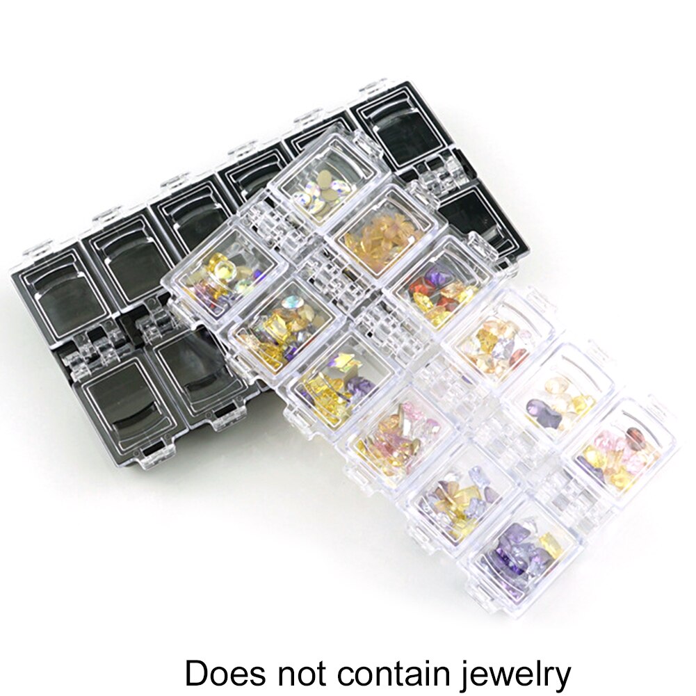 Boîte de rangement strass conteneur Portable 12 grilles diamant cosmétique en plastique ongles bijoux organisateur boîte de rangement conteneur