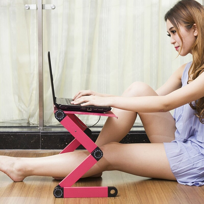 Aluminium Met Dubbele Ventilator Radiator Muis Seat Verstelbare Laptop Bureau Draagbare Vouwen Computer Bureau Notebook Desktop Bracke