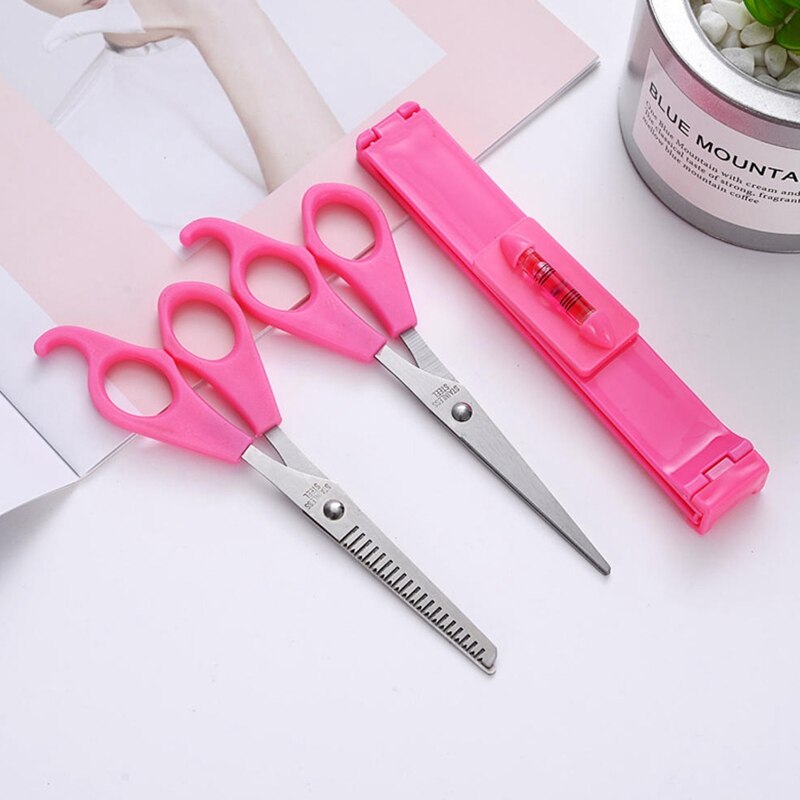 3Pcs Professionele Roze Diy Vrouwen Meisje Pony Artefact Tool Kit Kapper Gereedschappen Snoeien Schaar