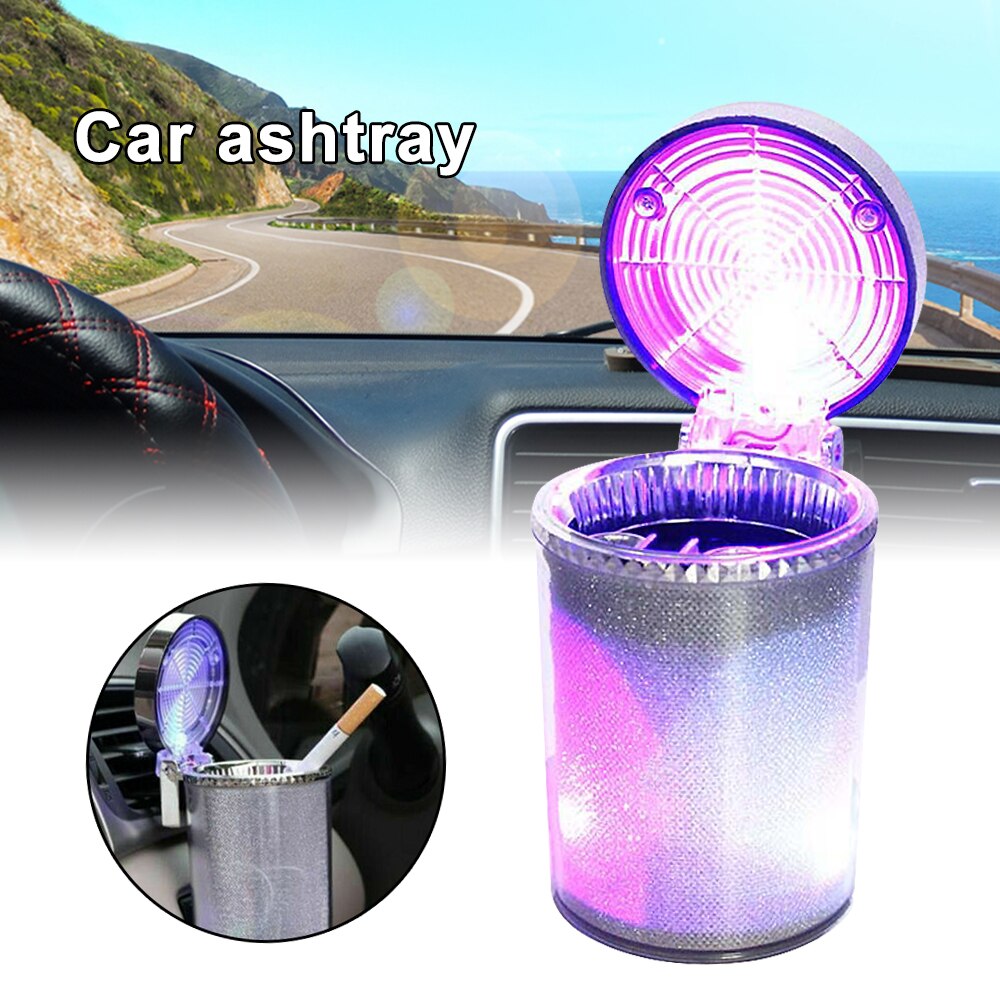 Portable lumière LED voiture cendrier lumineux nuit cylindre porte-conteneur tasse