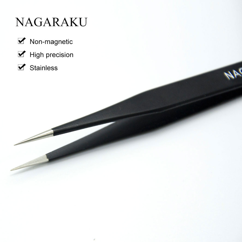 NAGARAKU Eyelash Extension 2pcs set Straight and Curl Stainless Lash Accurate Eyelash Tweezers Pincet False Eyelash Tweezers.