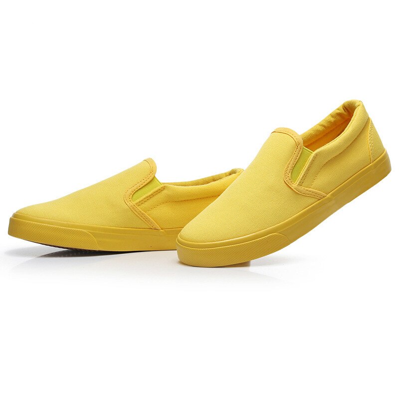 Kvinder gule slacker sko dame fritidssko flad sål low-top åndbar lærred sko piger orange sko slip on loafers 35-40: Gul / 37