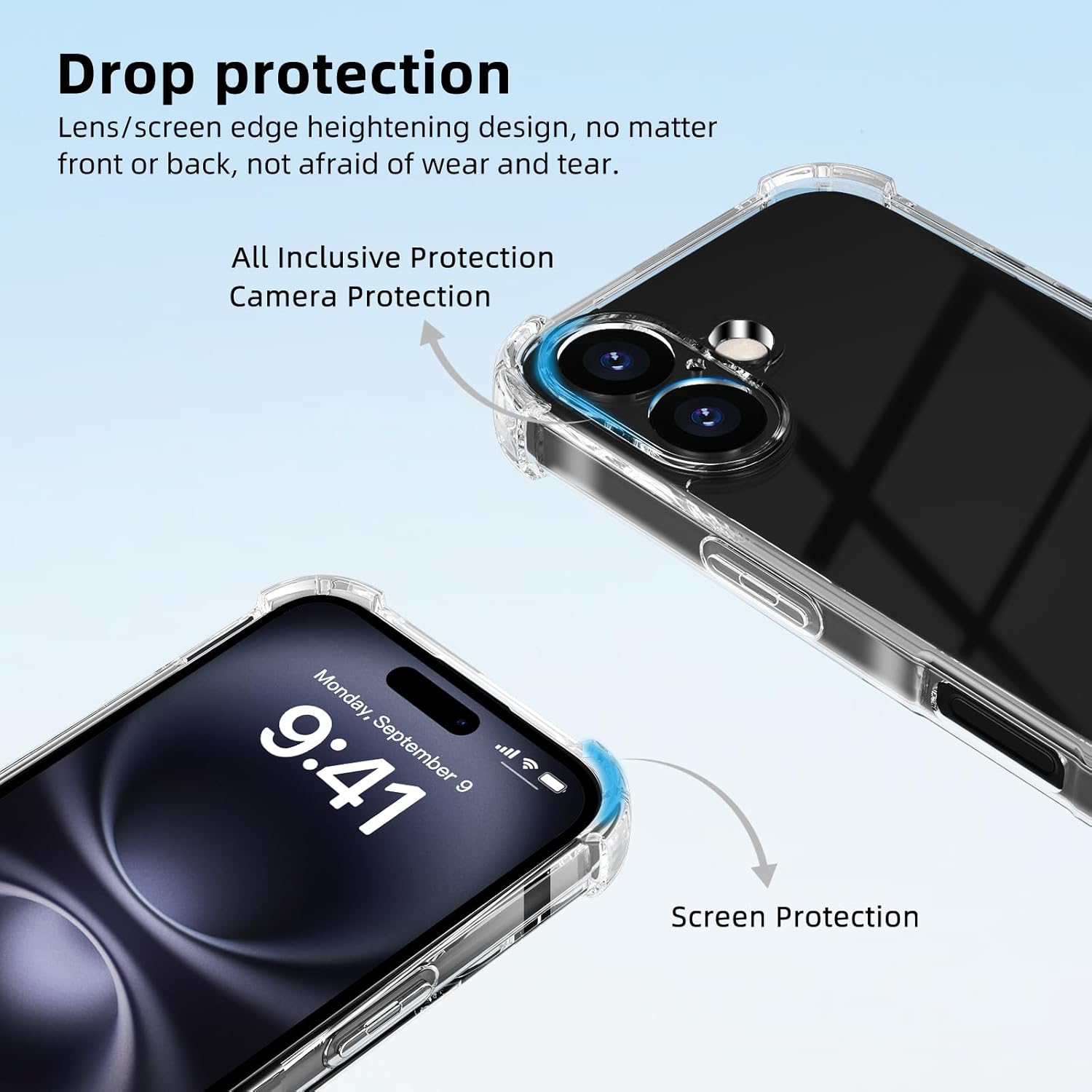 Esquinas a prueba de golpes funda transparente para iPhone 16E 16 E 15 Pro Max 14 Plus 13 Mini 12 11 X XS XR SE 2022 accesorios de cubierta