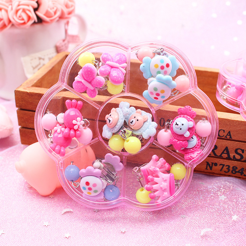 Cute kids clip earrings girls clip on earrings children jewelry girls jewelry kids without piercing 7pairs/set