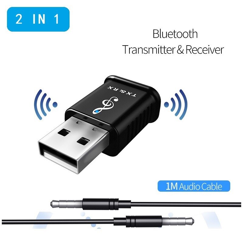 2 in 1 Bluetooth 5.0 Transmitter Receiver Mini 3.5mm AUX Stereo Wireless Bluetooth Adapter For wireless earphone TV MP3 PC MP4