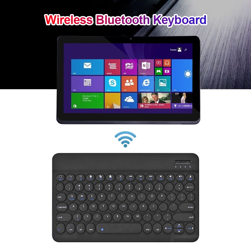 Draagbare Bluetooth 3.0 Toetsenbord 7-Kleur Variabele Kleur Verstelbare Helderheid Ultra-Dunne Oplaadbare Tablet Draadloze Toetsenbord