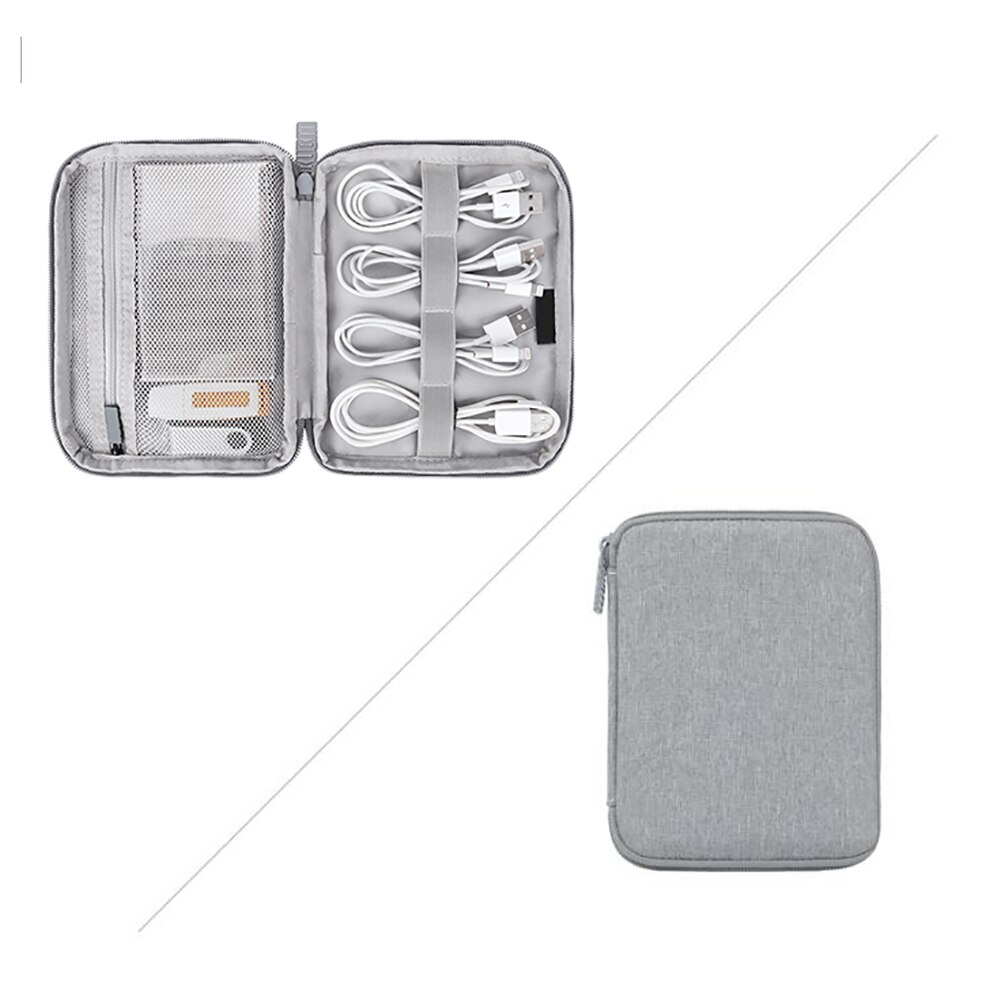 Travel Cable Bag Digital USB Charger Earphone Gadget Devices Organizer Cosmetic Zipper Pouch Kit Case Accessories: Gray