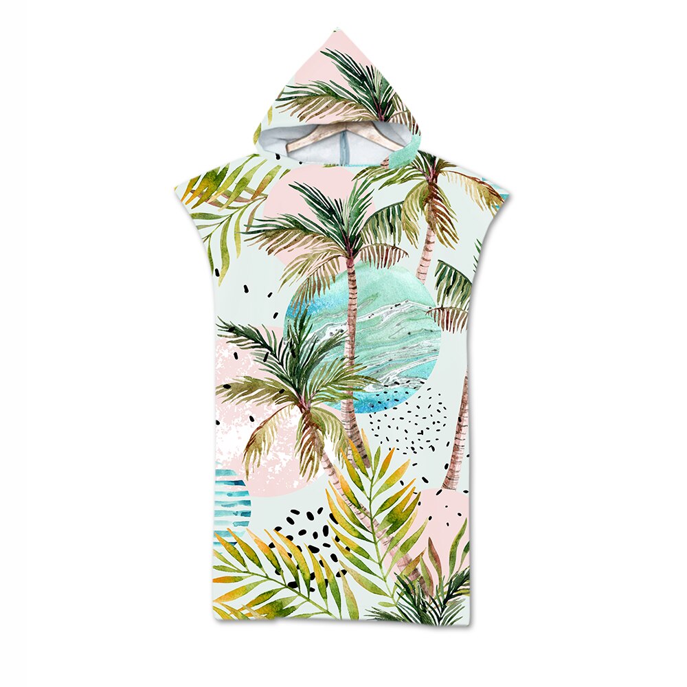 Blätter Druck Mikrofaser Strand Handtuch Kleid Mit Kapuze Kleid Poncho Schlecht Handtuch Bademantel Beachwear de plage Für Erwachsene Schwimmen Strand Surfen: 8